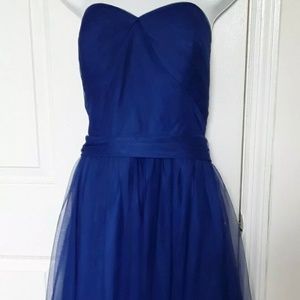 New Marina Bridesmaid Dress Size 8 Strapless Royal Blue Satin Chiffon Prom NWT